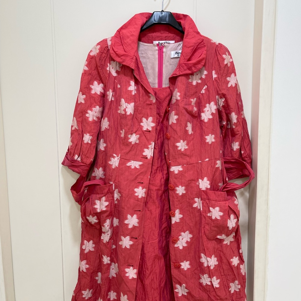 Designer Bernadette Styled NWOT Taffi Taffeta Floral Dress Set Pink Bon Chic 11